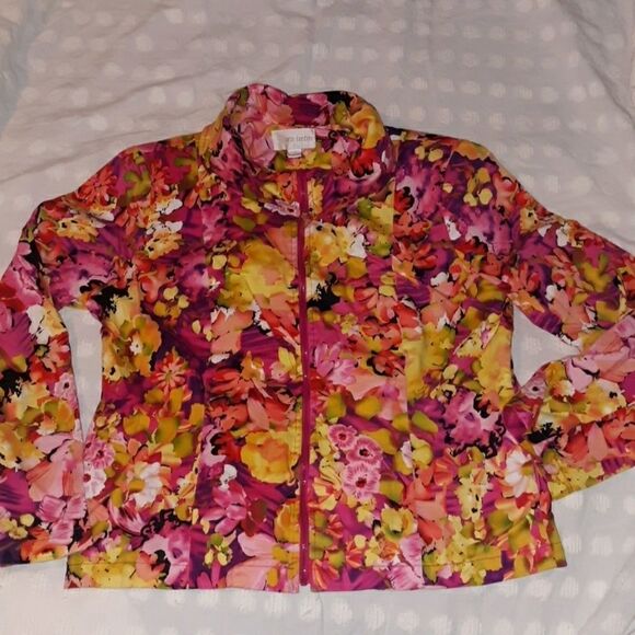 Erin London Floral‎ Light Jacket Full Zip Small - Picture 1 of 8